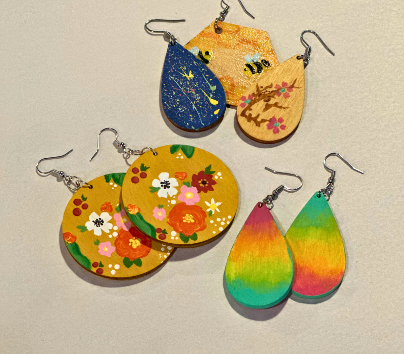 Buy Krafted With Happiness Jewellery Aayat Hand painted Wooden Mirror  Earrings Set | 1 Pair | Light Weight Jewelry For Women And Girls | Latest  Stylish Ethnic Multi-Color Jwelry | Colourful Handpainted